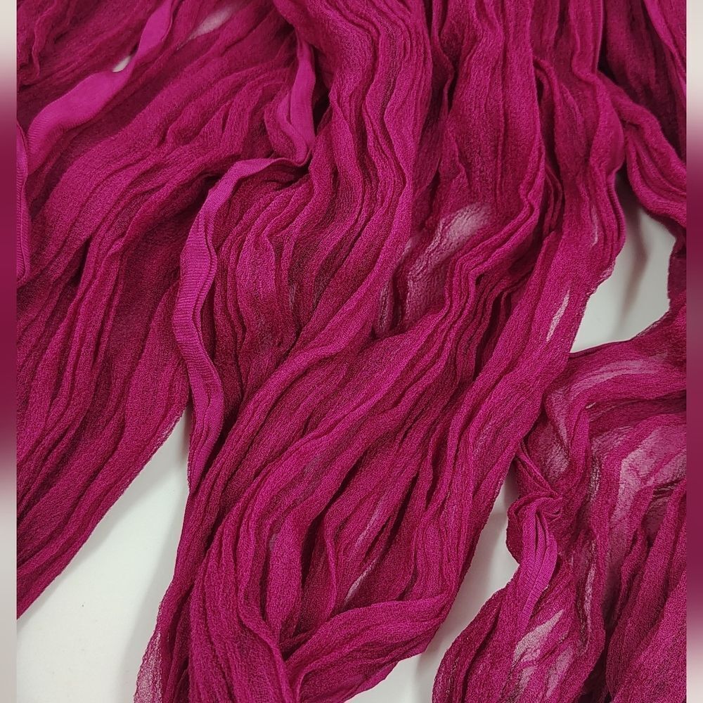 Vintage Chiffon Magenta  Pink Long Scarf - Picture 5 of 10